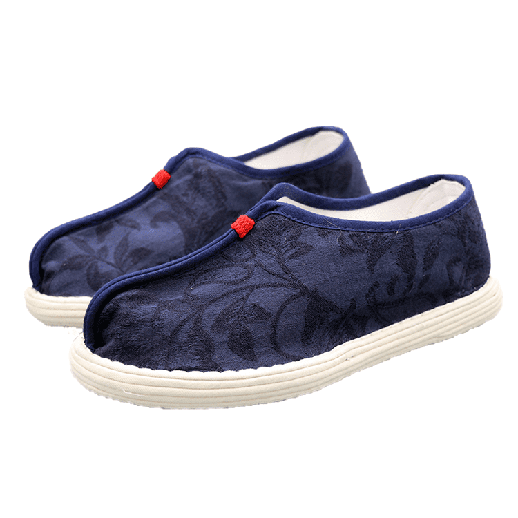 Navy Blue Jacquard Hanfu Cloth Shoes