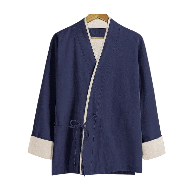 Navy Blue Lined Hanfu Jacket