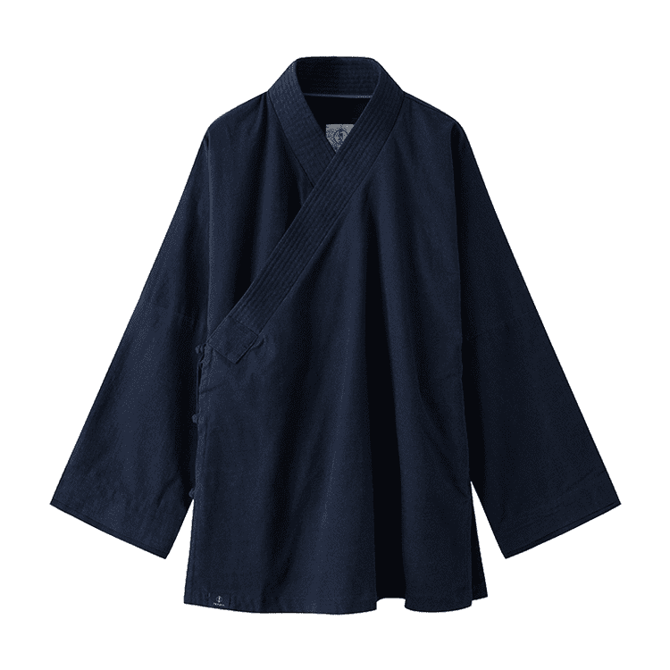 Navy Blue Solid Hanfu Jacket