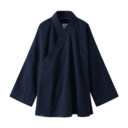 Navy Blue Solid Hanfu Jacket