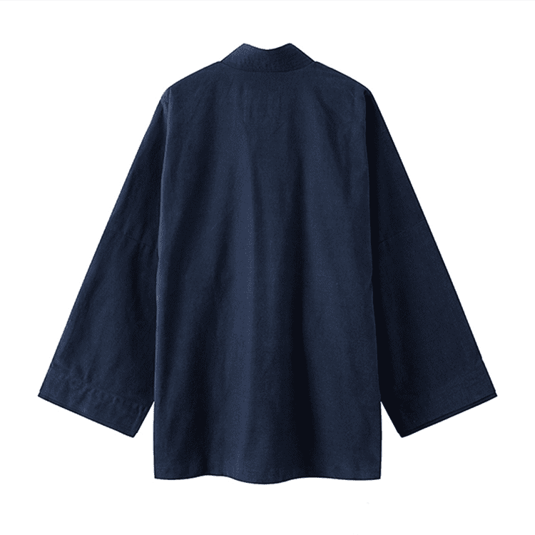 Back of Navy Blue Substantial Hanfu Jacket