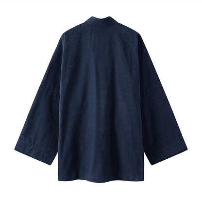 Back of Navy Blue Substantial Hanfu Jacket