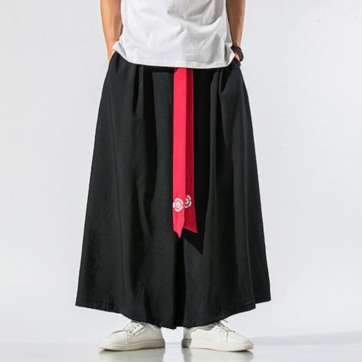 Black Modern Wide Leg Hanfu Pants