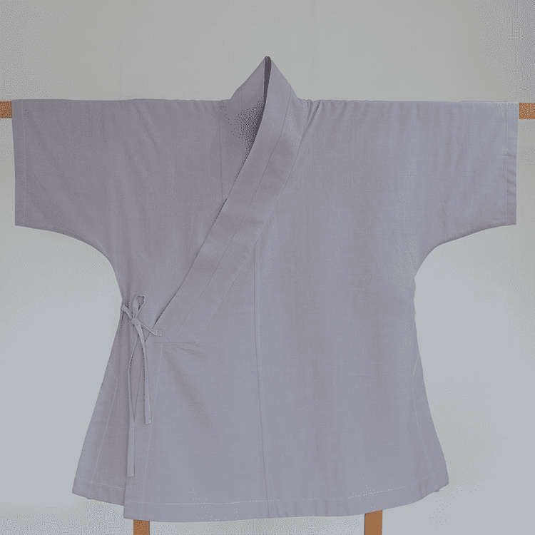 Grey Baggy Hanfu Shirt with Short Sleeves