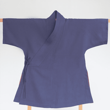 Load image into Gallery viewer, Navy Blue Hanfu Shirt with Short Sleeves
