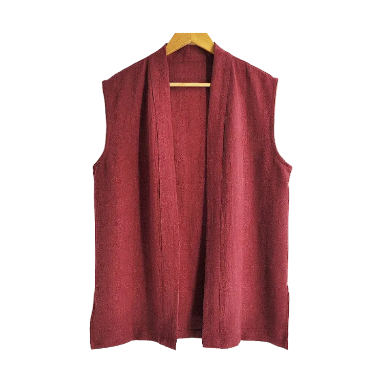 Wine Red Parallel Collar Hanfu Vest