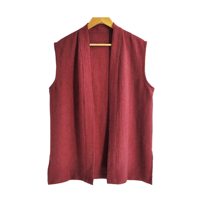 Wine Red Parallel Collar Hanfu Vest