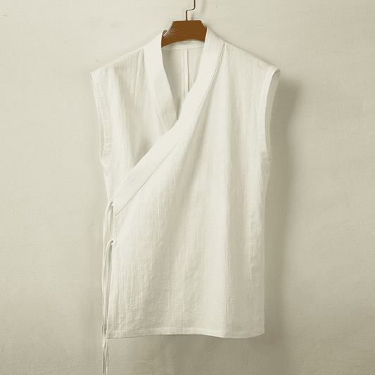 Front of White Solid Hanfu Vest