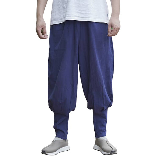 Blue Cotton Casual Monk Pants with Puttees