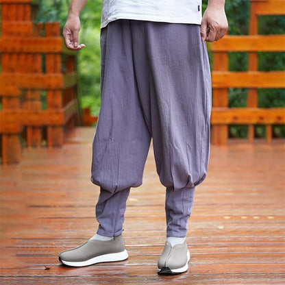 Grey Cotton Casual Monk Pants with Puttees