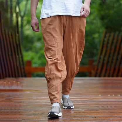 Yellow Cotton Casual Monk Pants with Puttees