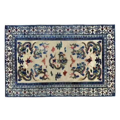Blue Imperial Palace Rug (Gongtan) with Dragon Embroidery