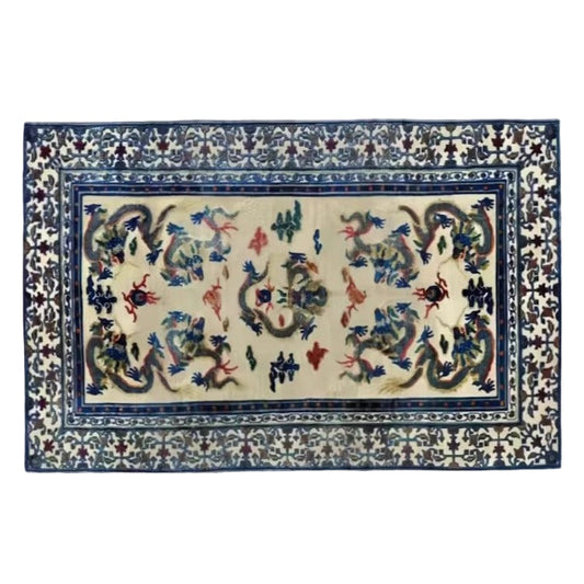 Blue Imperial Palace Rug (Gongtan) with Dragon Embroidery