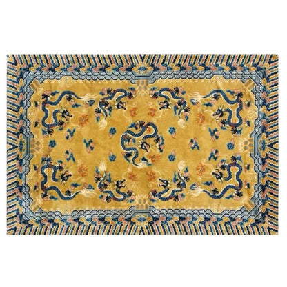 Yellow Imperial Palace Rug (Gongtan) with Dragon Embroidery