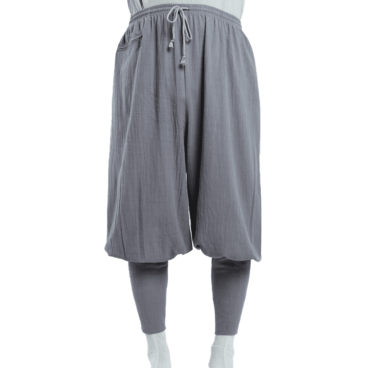 Dark Grey Shaolin Monk Pants with Puttees