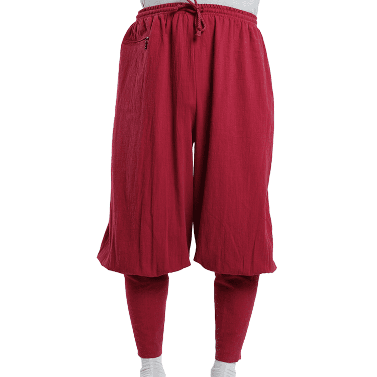 Wine Red Shaolin Monk Pants with Puttees