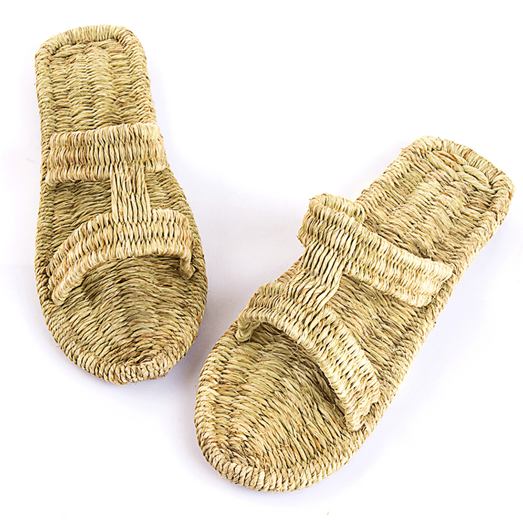 Chinese Straw Slippers with Two-Panel Vamp