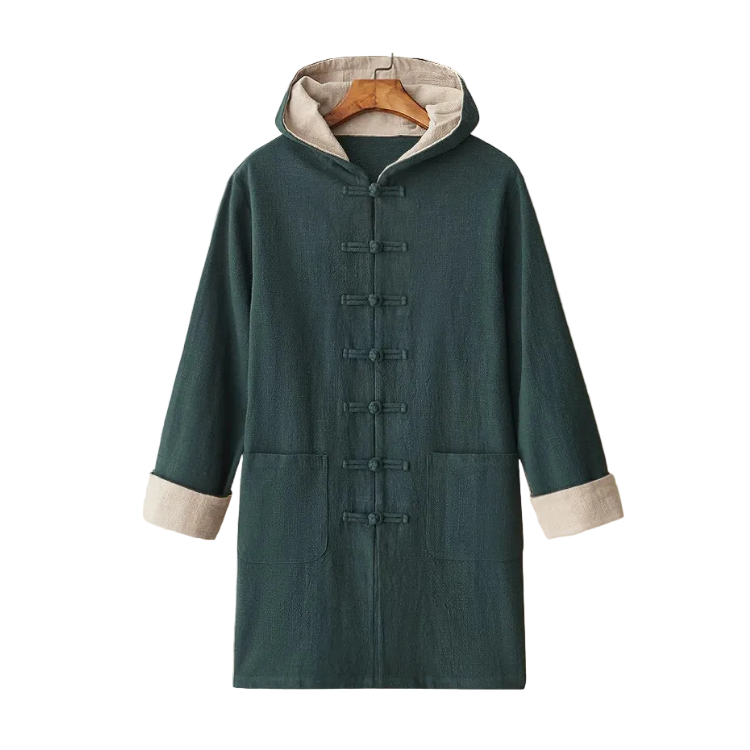 Dark Green Hooded Tang Coat
