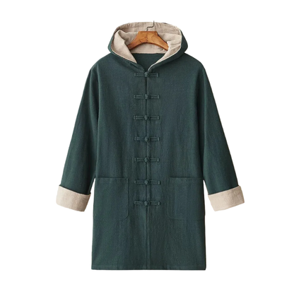 Dark Green Hooded Tang Coat