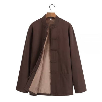 Coffee Thinly Fleece-Lined Tang Jacket