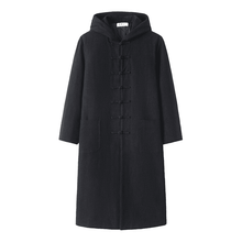 Load image into Gallery viewer, Black Hooded Tang Overcoat
