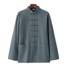 Load image into Gallery viewer, Celadon Tang Shirt with 7 Buttons
