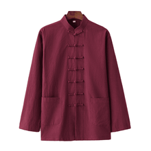 Load image into Gallery viewer, Wine Red Tang Shirt with 7 Buttons
