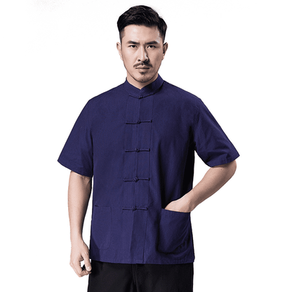 Navy Blue Short Sleeve Tang Shirt with 5 Buttons