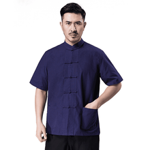 Load image into Gallery viewer, Navy Blue Short Sleeve Tang Shirt with 5 Buttons
