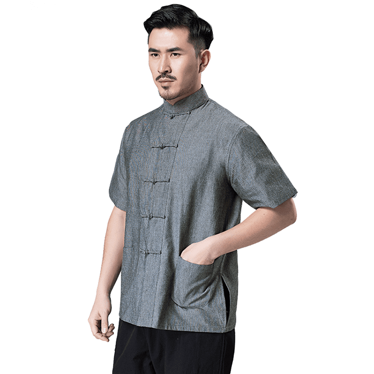 Smoky Grey Short Sleeve Tang Shirt with 5 Buttons