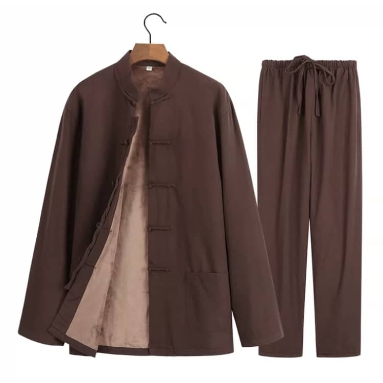 Coffee Two-Piece Fleece-Lined Tang Suit