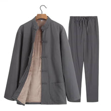 Load image into Gallery viewer, Grey Two-Piece Fleece-Lined Tang Suit
