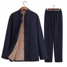 Load image into Gallery viewer, Navy Blue Two-Piece Fleece-Lined Tang Suit
