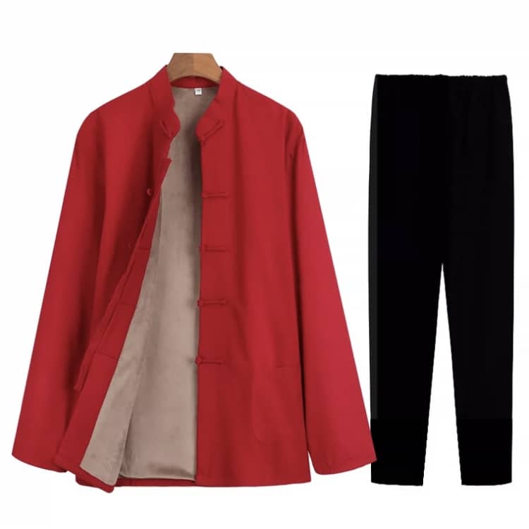 Red Two-Piece Fleece-Lined Tang Suit