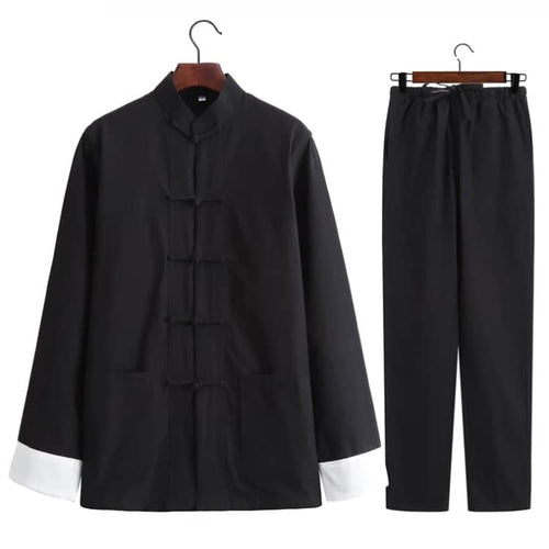 Black 5-Button Tang Suit with Folded Cuffs