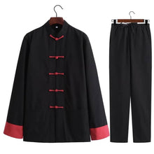 Load image into Gallery viewer, Black 5-Button Tang Suit with Folded Cuffs and Red Buttons
