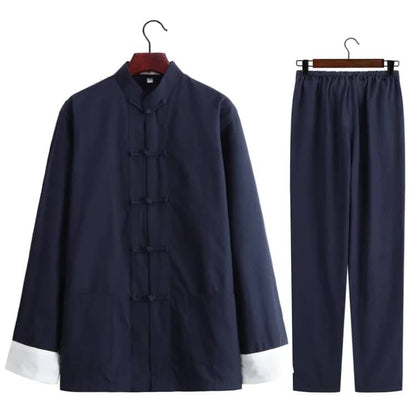 Navy Blue 5-Button Tang Suit with Folded Cuffs