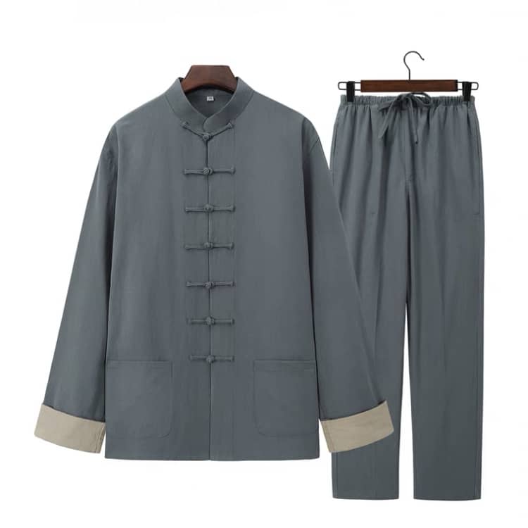 Celadon 7-Button Tang Suit with Folded Cuffs