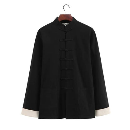 Black Lined Tang Jacket with 7 Buttons