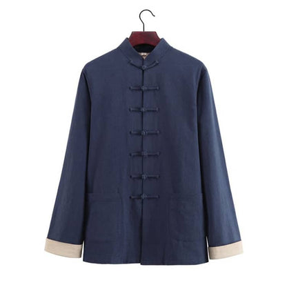 Navy Blue Lined Tang Jacket with 7 Buttons