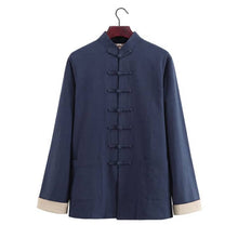 Load image into Gallery viewer, Navy Blue Lined Tang Jacket with 7 Buttons
