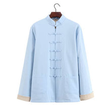 Load image into Gallery viewer, Sky Blue Lined Tang Jacket with 7 Buttons

