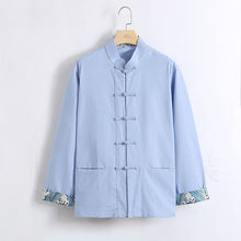 Load image into Gallery viewer, Sky Blue Modern and Retro Tang Suit Jacket with Waves Pattern
