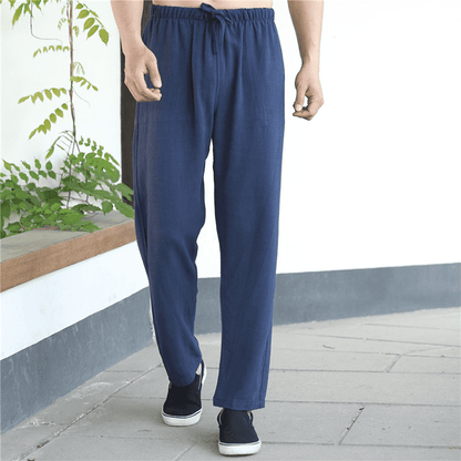 Navy Blue Linen Tang Suit Pants