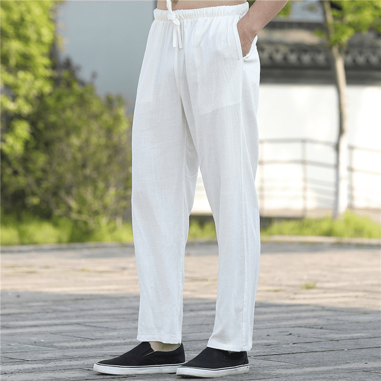 White Linen Tang Suit Pants