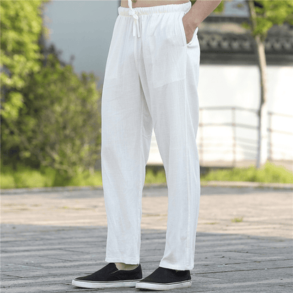 White Linen Tang Suit Pants