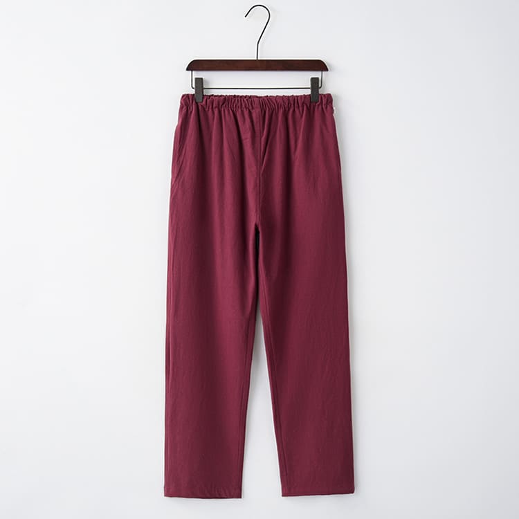 Wine Red Tang Suit Pants