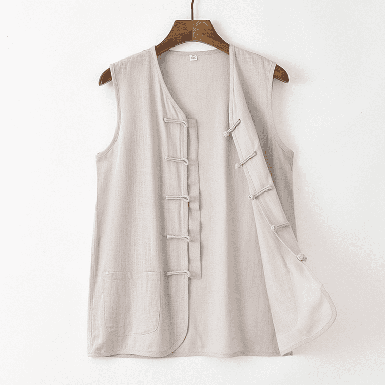 Solid Light Grey Linen Tang Vest