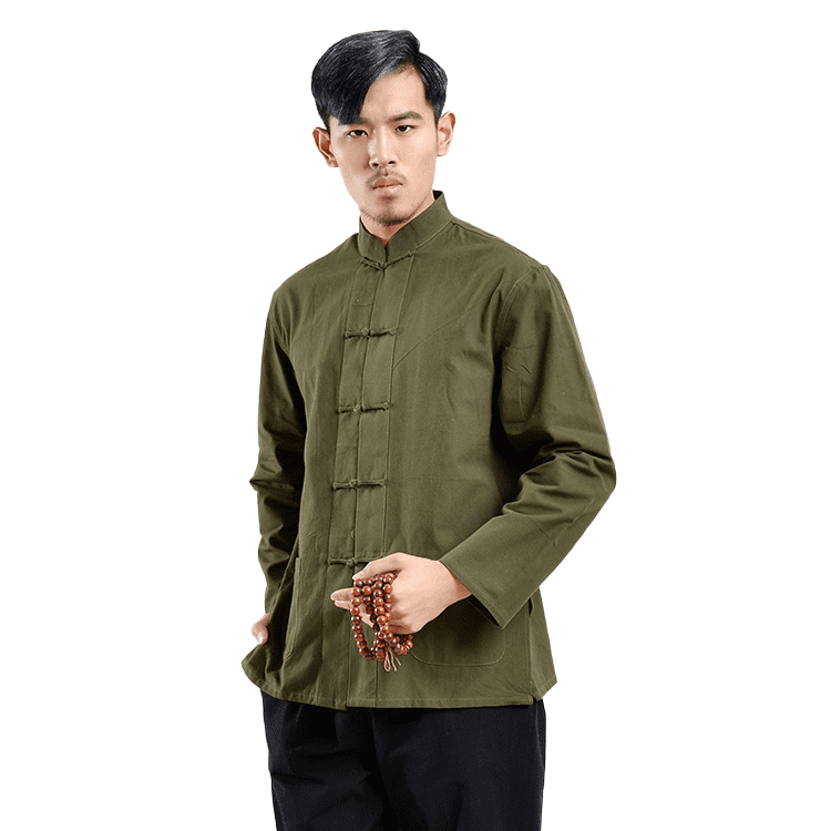 Army Green Tangzhuang Shirt