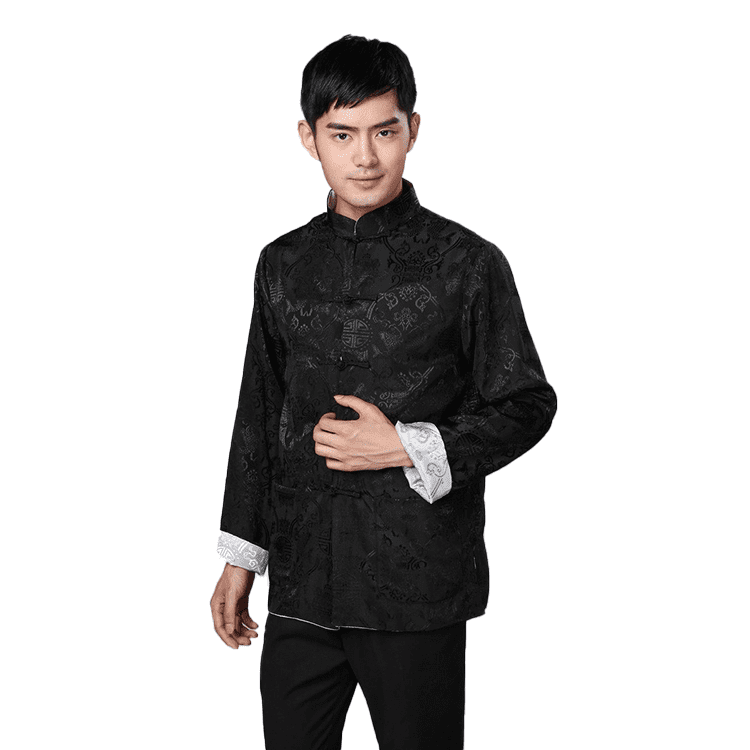 Black and Grey Tangzhuang Jacket for Chinese New Year